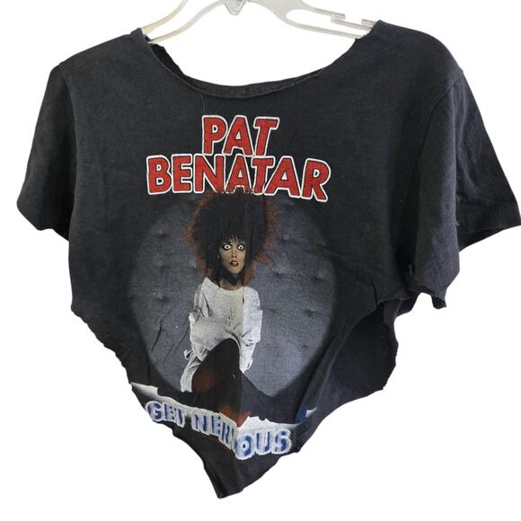 Vintage Pat Benatar Get Nervous Tour Shirt 1982-83 Black 2 Sided *CUT UP SCRAP - Picture 3 of 9